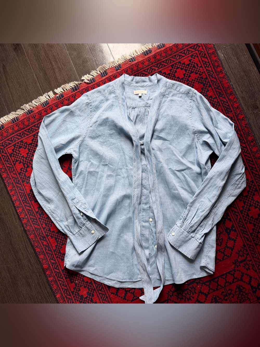 ANN MASHBURN formby shirt in extra light washed cotolino chambray size large